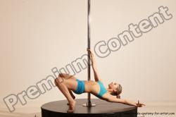 Underwear Gymnastic poses Woman White Moving poses Slim long blond Dynamic poses Academic